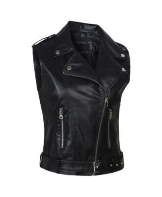 leather vests women fashion 2015 PU leather vest winter belt patterns motorcycle vest slim outerwear Waistcoat 1