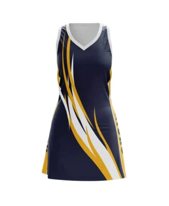 Navy and yellow netball Kit and jersey design - Somine Industries